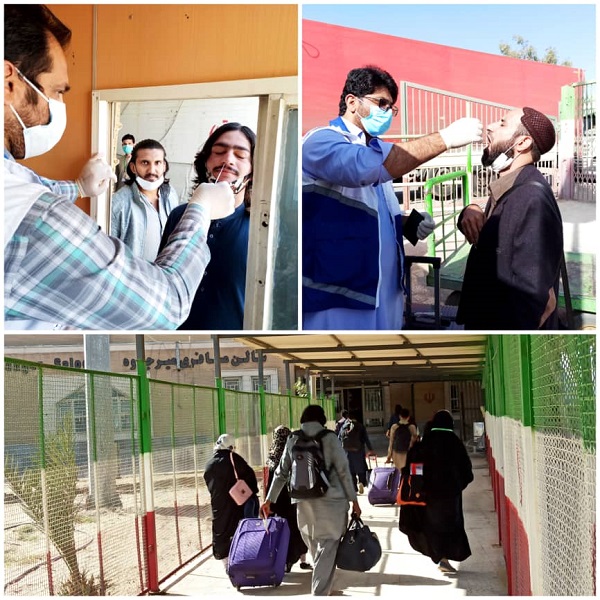 تست کرونا و واکسیناسیون فلج اطفال کاروان زیارتی در مرز ایران و پاکستان+عکس