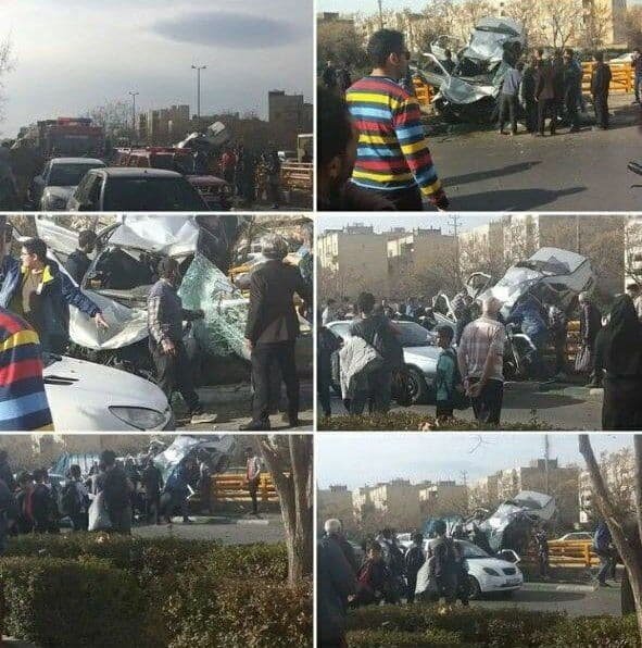 تصادف وحشتناک خودرو ۴۰۵ با ۵ سرنشین در تهران + عکس