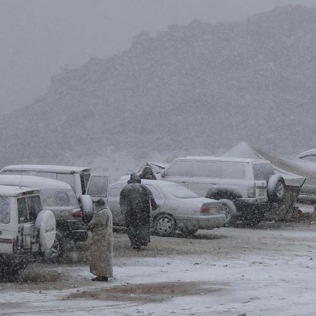 بارش شدید برف در عربستان + عکس