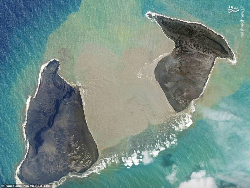 تصاویر ماهواره‌ای از خسارت فوران آتشفشان تونگا + عکس