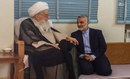 تصویری از دیدار حاج قاسم با آیت الله صافی گلپایگانی + عکس