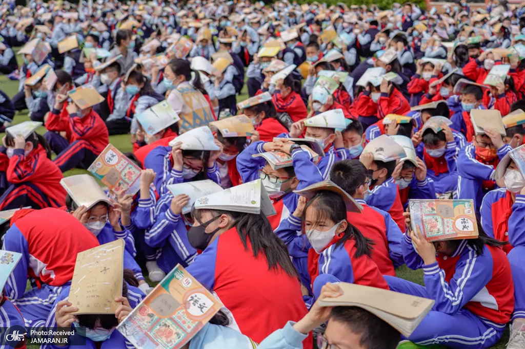 رزمایش تخلیه اضطراری در مدرسه ابتدایی چین + عکس