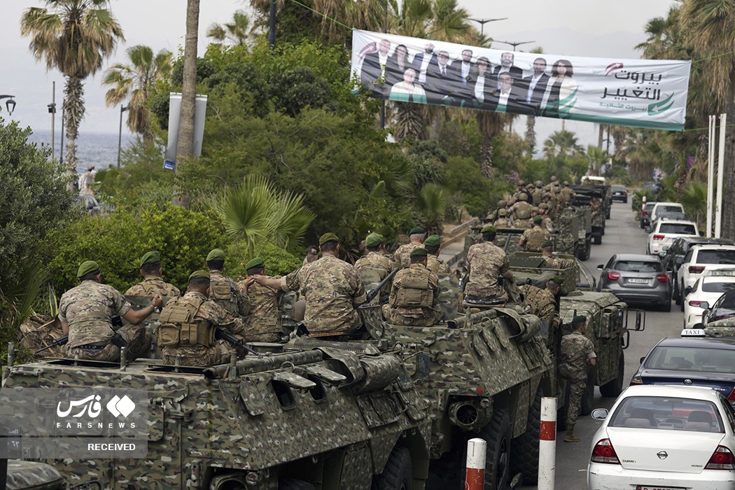 حضور تانک های ارتش لبنان برای تامین امنیت انتخابات + عکس