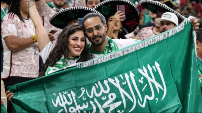 تصویری از هواداران تیم ملی عربستان سعودی در بازی دیشب برابر مکزیک
