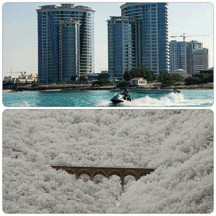 عکس/دو منظره جالب از زمستان در شمال و جنوب ایران