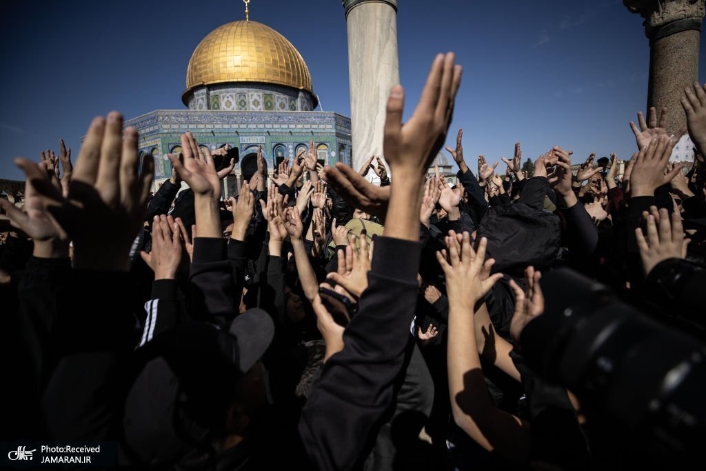 اعتراض فلسطینی ها در مسجد الاقصی + عکس