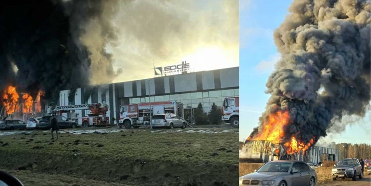  آتش سوزی در مرکز ساخت پهپاد آمریکا در لتونی + عکس