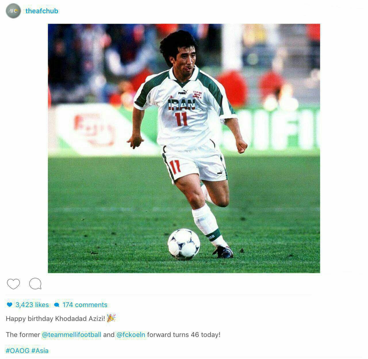 تبریک اینستاگرامی AFC به مناسبت تولد غزال تیزپای ایران 