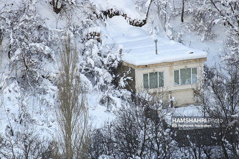  برف در ارتفاعات شمیران و روستای آهار+ عکس