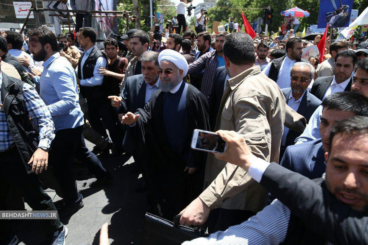 حضور حسن روحانی در راهپیمایی روز قدس/عکس