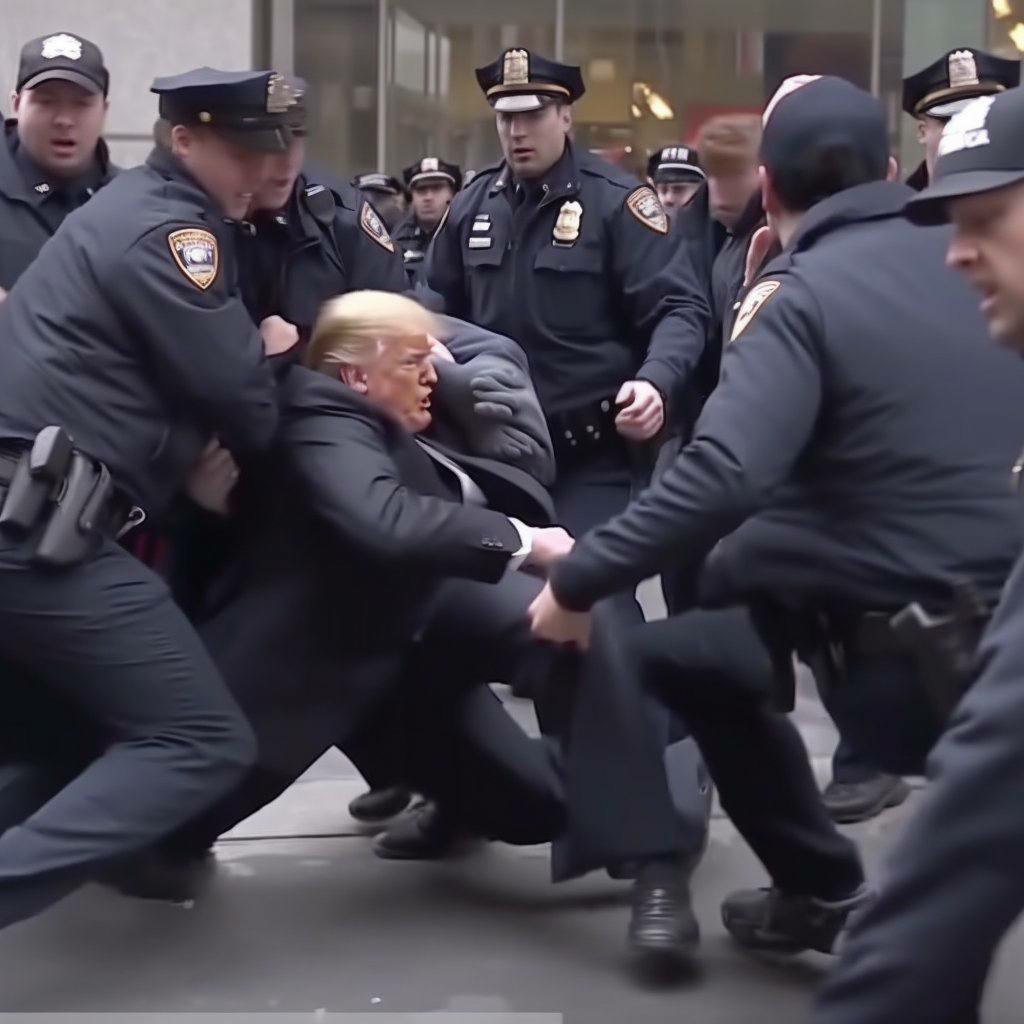 شبیه سازی لحظه دستگیری ترامپ توسط پلیس! + عکس