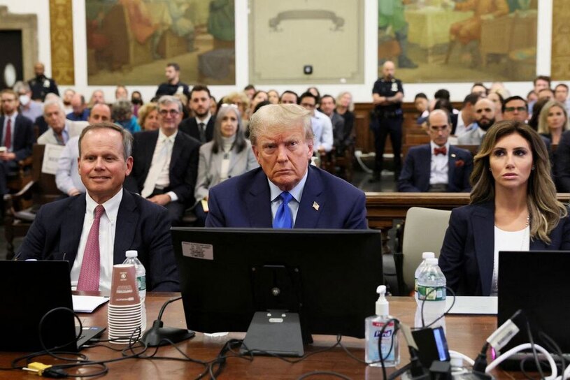 دونالد ترامپ و وکلایش در جلسه دادگاه در نیویورک + عکس