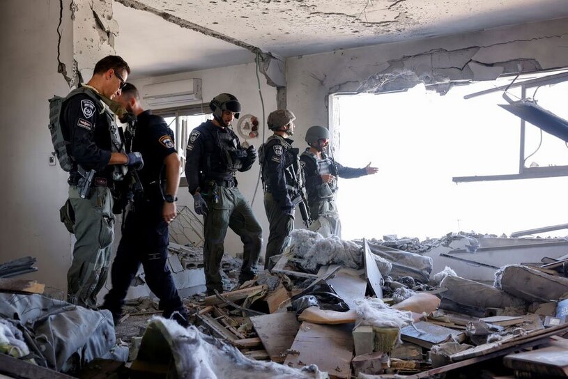 محل اصابت راکت حماس در شهرک 