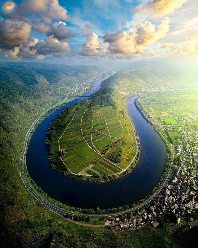 عکسی هوایی از پیچش زیبای رودخانه‌ موزل + عکس