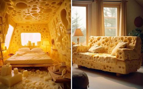 تصاویری از خانه ای با پنیر سوئیسی که هوش مصنوعی ساخته است