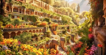 بازسازی باغ های معلق بابل  با هوش مصنوعی که در حدود 600 سال قبل از میلاد مسیح وجود داشته اند