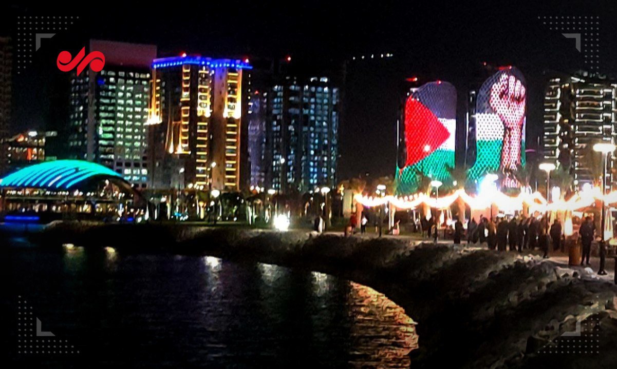 نماد مقاومت و پرچم فلسطین روی برج‌های شهر دوحه + عکس