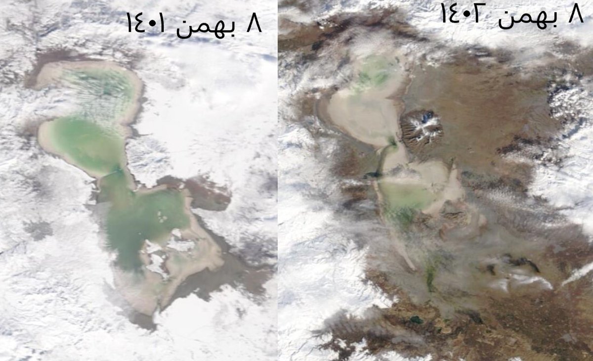 تصویر قابل تامل از امسال و سال گذشته دریاچه ارومیه+عکس