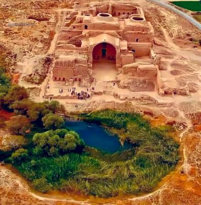 تصویر هوایی از کاخ اردشیر ساسانی در فیروزآباد +عکس