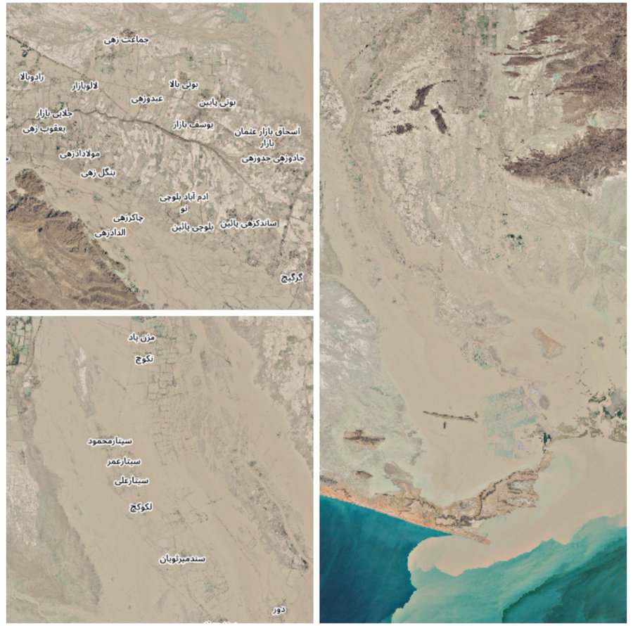 تصویر ماهواره‌ای از مناطق سیل زده سیستان و بلوچستان+عکس