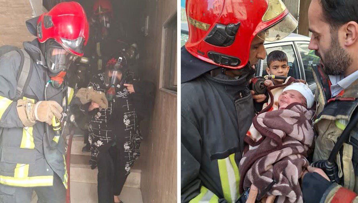  نجات ۱۷ مسافر از آتش سوزی یک هتل در مشهد +عکس