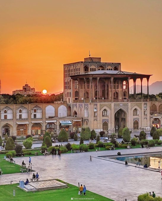تصویر زیبا از لحظه غروب آفتاب در عالی قاپو+عکس