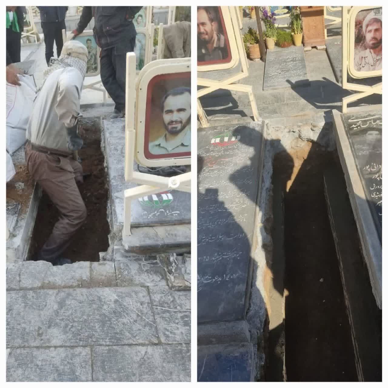  اولین تصویر از آماده سازی مزار شهید زاهدی در اصفهان +عکس