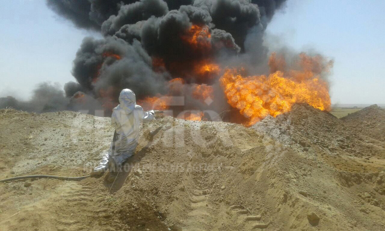 تصاویری جدید از آتش‌سوزی در خط انتقال نفت سوریه