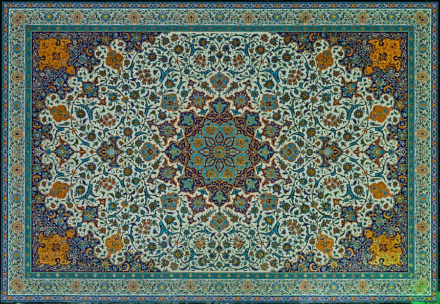 این فرش نیست، یکی از کاشیکاری‌های زیبای حرم امام حسین(ع) است+عکس