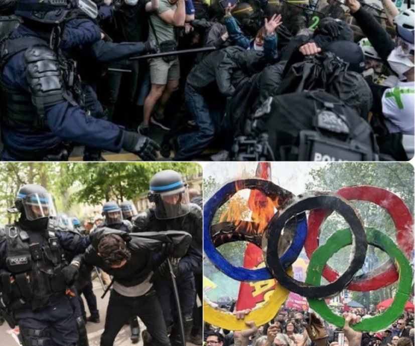 حلقه‌های المپیک در پاریس به آتش کشیده شد! + عکس