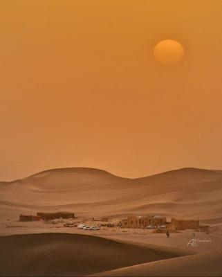 لحظه غروب آفتاب در کویر یزد+عکس