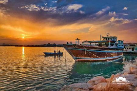 لحظه غروب آفتاب در سواحل زیبای بوشهر+عکس