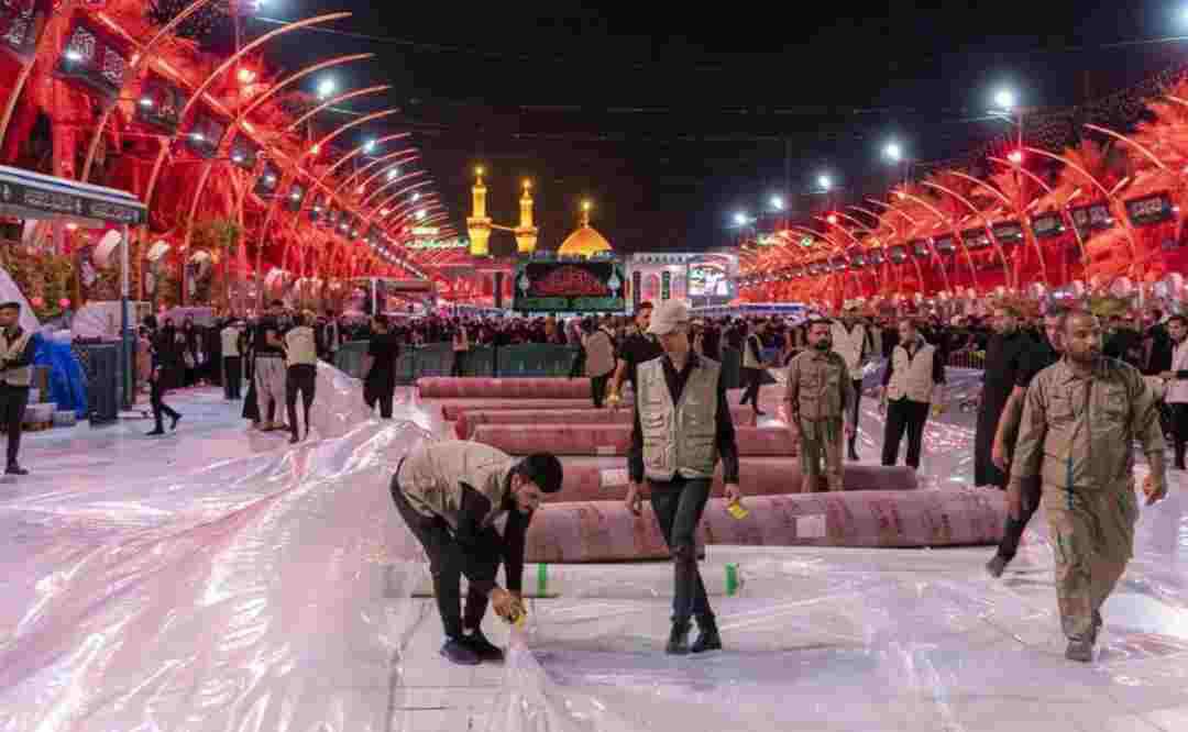 آماده‌سازی بین‌الحرمین برای پذیرایی از زائران روز عاشورا + عکس