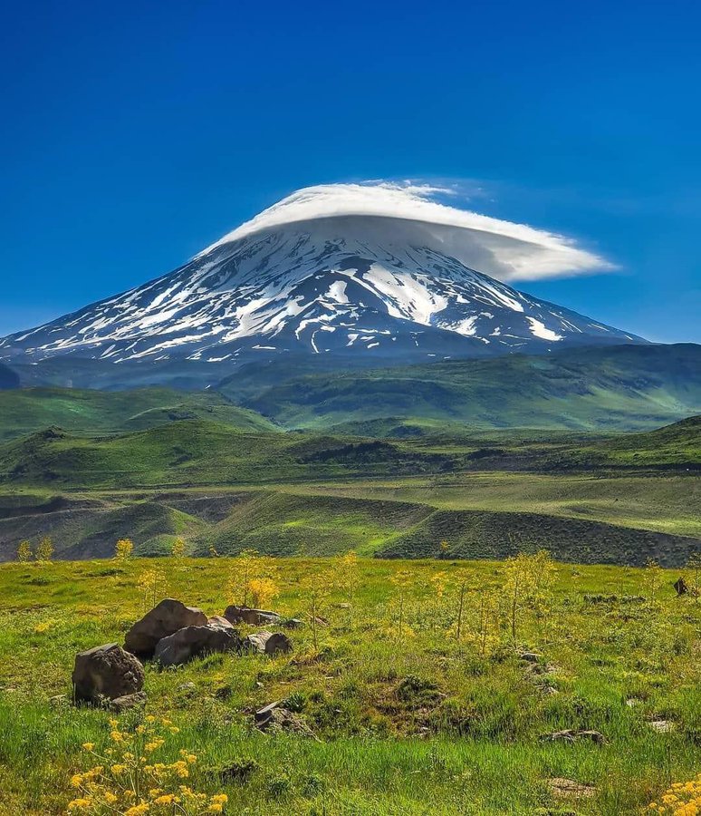 قله زیبای دماوند با کلاهی بر سر+عکس