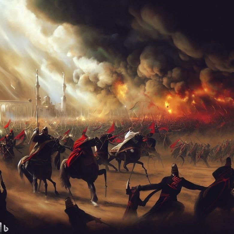  تصویرسازی هوش مصنوعی از لحظه شهادت امام حسین (ع) در کربلا 