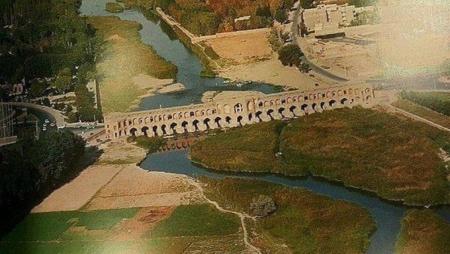تصویر هوایی از پل خواجوی زیبا