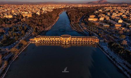 تصویر هوایی بی نظیر از پل خواجوی اصفهان