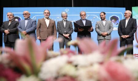 گپ و گفت حدادعادل با پزشکیان در یک مراسم + تصاویر
