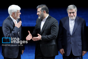 وزاری فرهنگ و ارشاد روحانی، احمدی نژاد، خاتمی و هاشمی در کنار هم در یک مراسم+ تصاویر