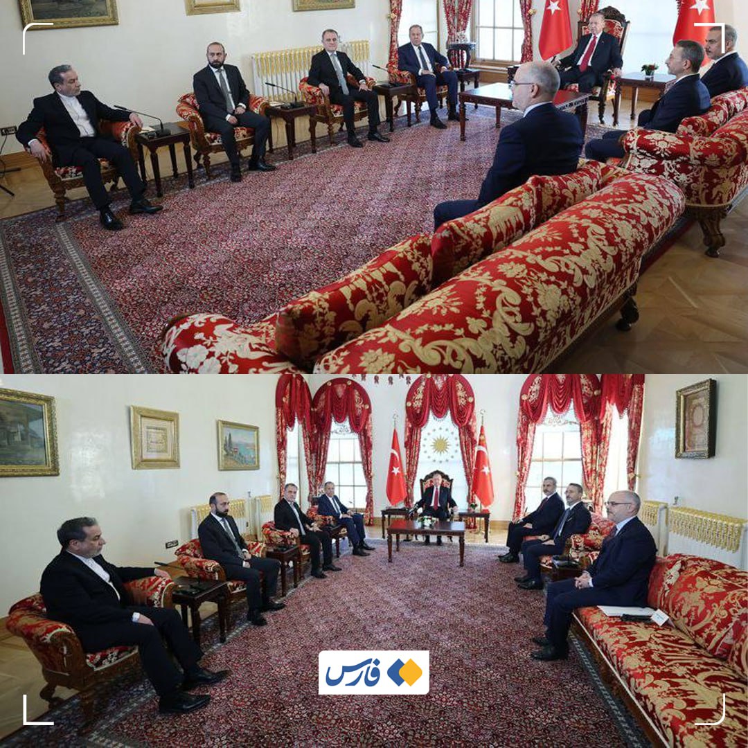 دیدار عراقچی و وزرای خارجهٔ شرکت‌کننده در نشست ۳+۳ با اردوغان +عکس