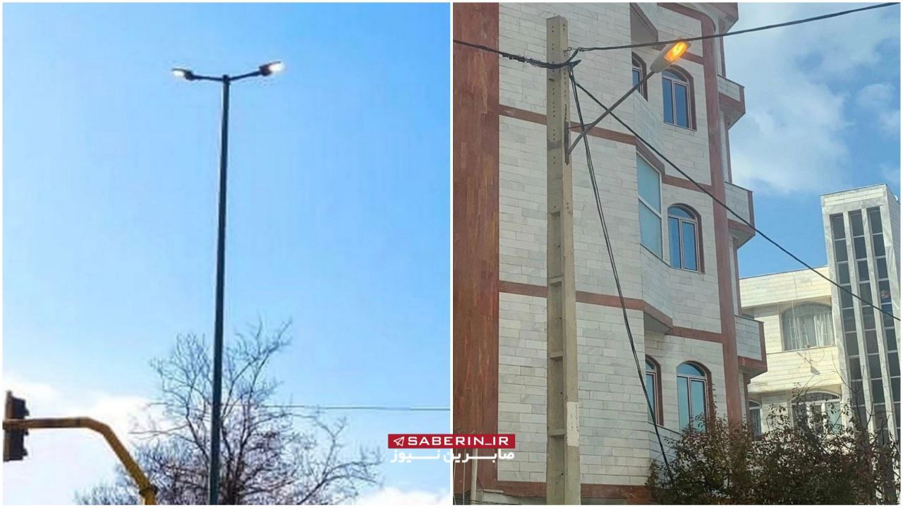 روشن ماندن چراغ‌ های تیر برق برخی از معابر شهر اردبیل در روز روشن