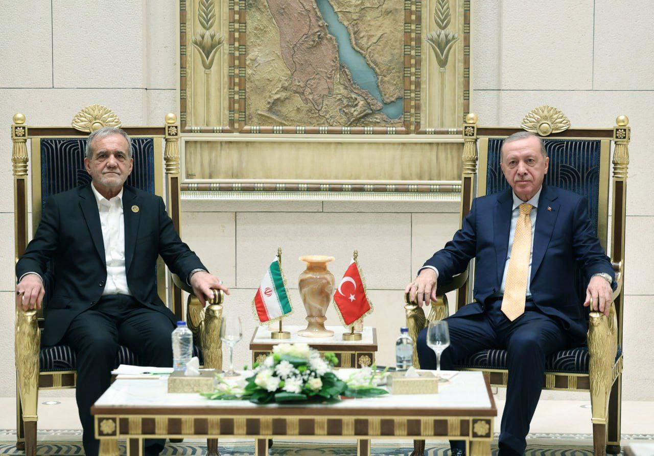 دیدار اردوغان و دکتر پزشکیان در حاشیه اجلاس دی۸ در قاهره 