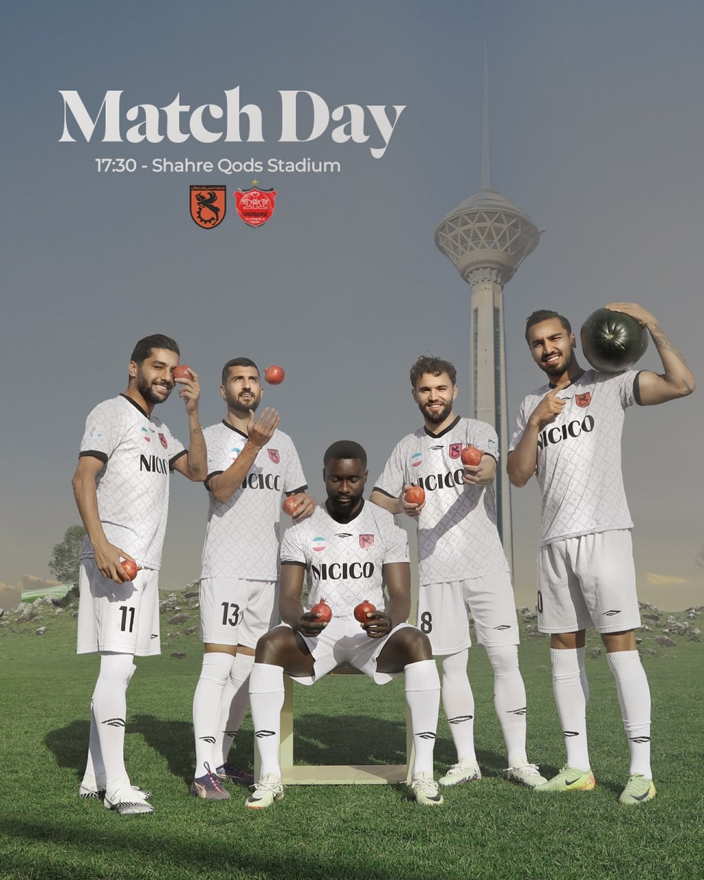 پوستر باشگاه مس رفسنجان برای بازی با پرسپولیس به همراه نمادهای یلدایی + عکس