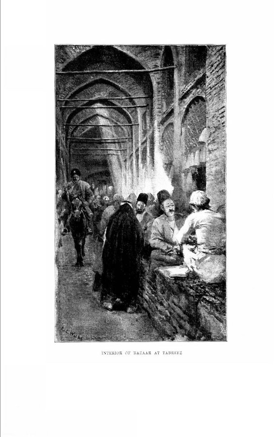 نقاشی قدیمی که بازار تبریز را نشان می‌دهد