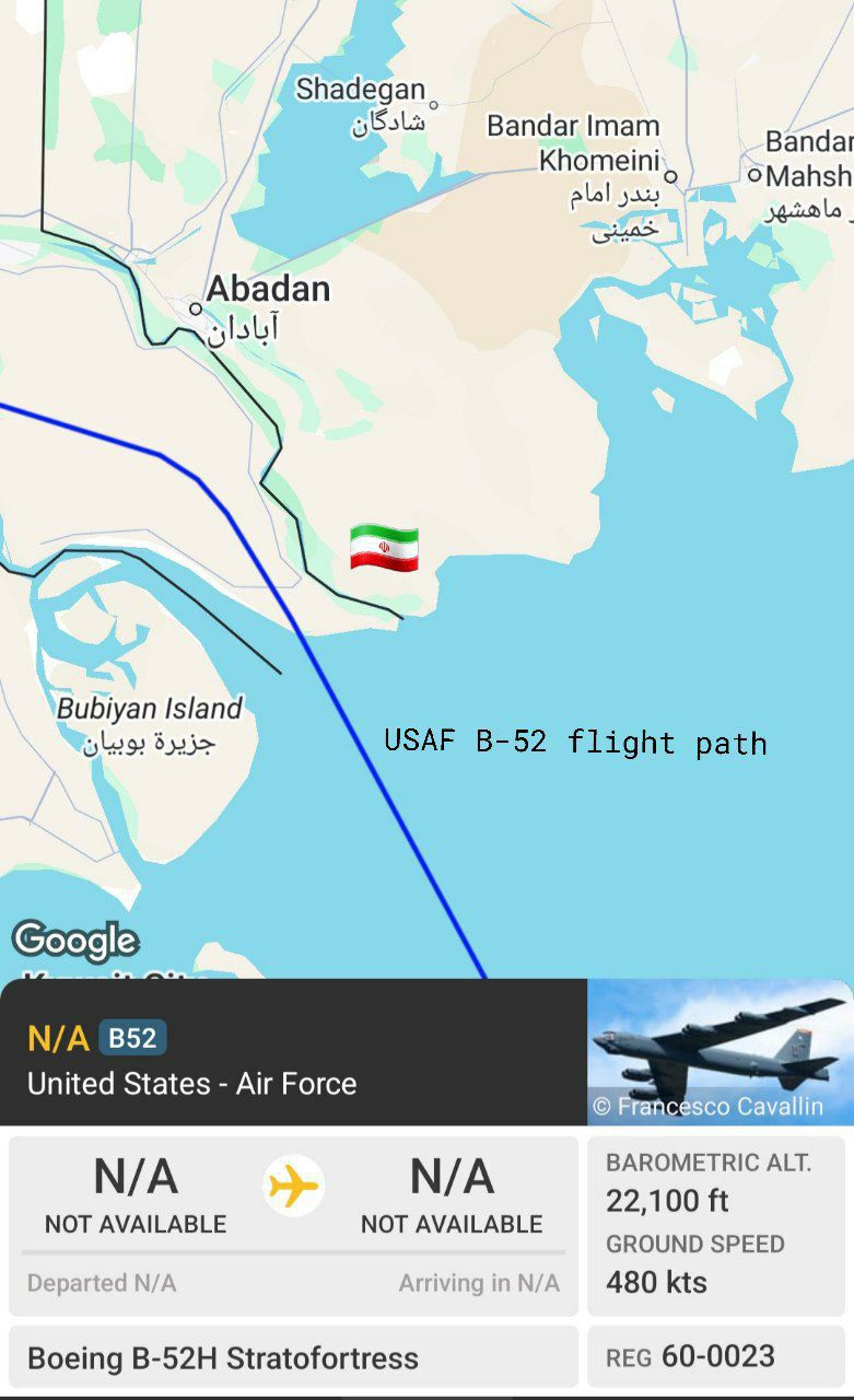 بمب افکن های غول پیکر B52 از مرز ایران به سوی قطر اعزام شدند