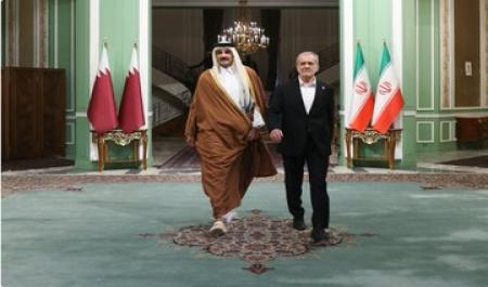 مصاحبه مطبوعاتی رئیس جمهور با امیر قطر در تهران