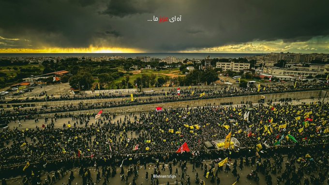 تصویر هوایی از انبوه جمعیت در مراسم تشییع پیکر شهید سیدحسن نصرالله