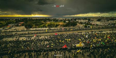 تصویر هوایی از انبوه جمعیت در مراسم تشییع پیکر شهید سیدحسن نصرالله