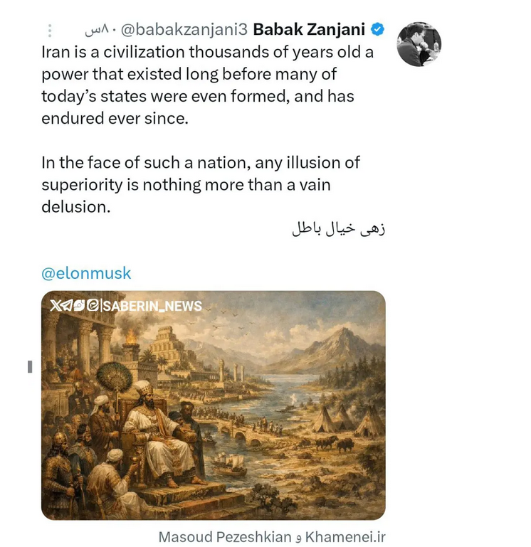پاسخ بابک زنجانی به توییت ایلان ماسک