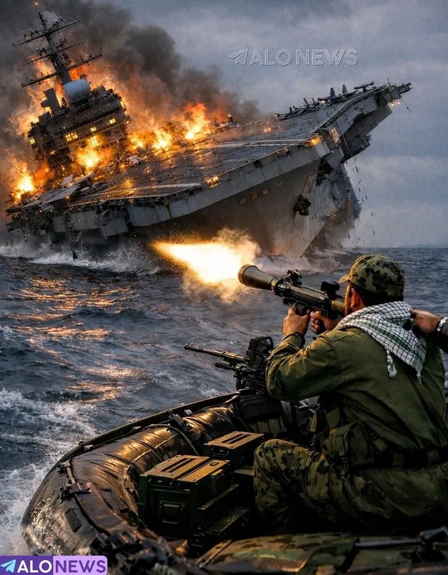 تصویری خاص از حمله ایران به ناو آمریکا 
